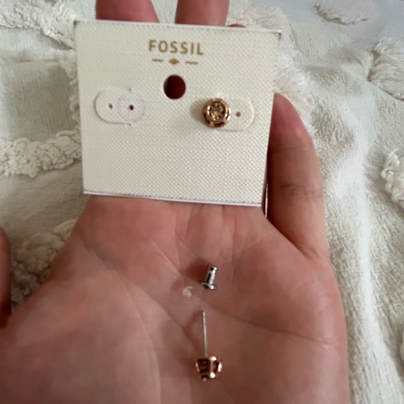 Fossil Rose Gold Stud Earrings - Picture 3 of 7